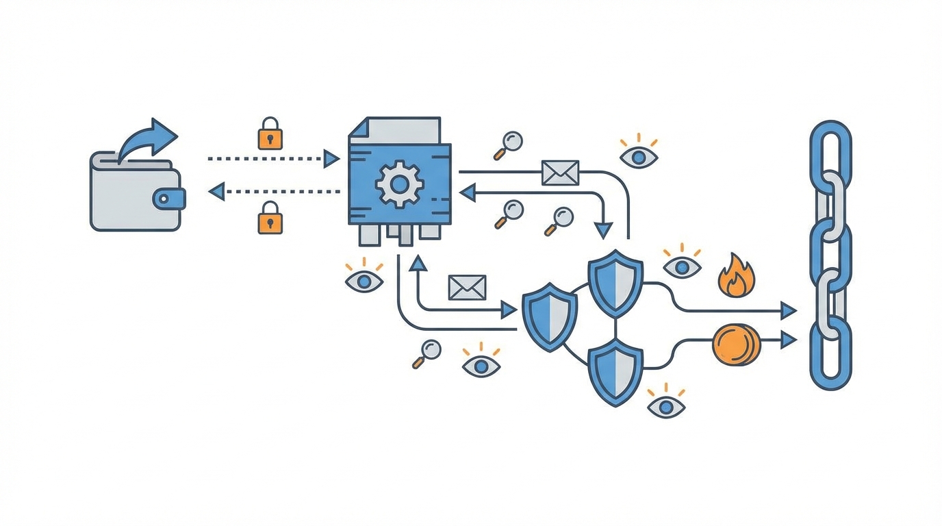 Abstracted flow of assets and messages through a secure blockchain bridge.