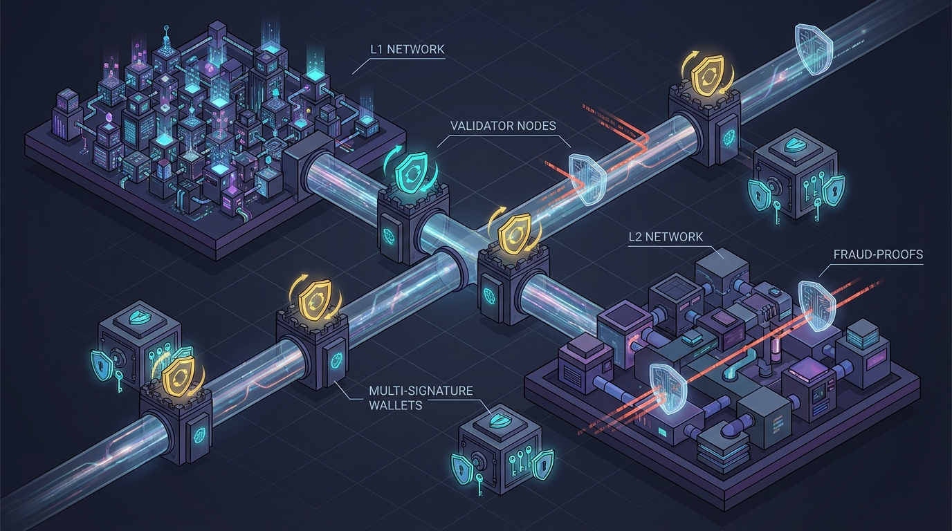 Conceptual architecture of a secure cross-chain bridge for a modern layer-2 network.
